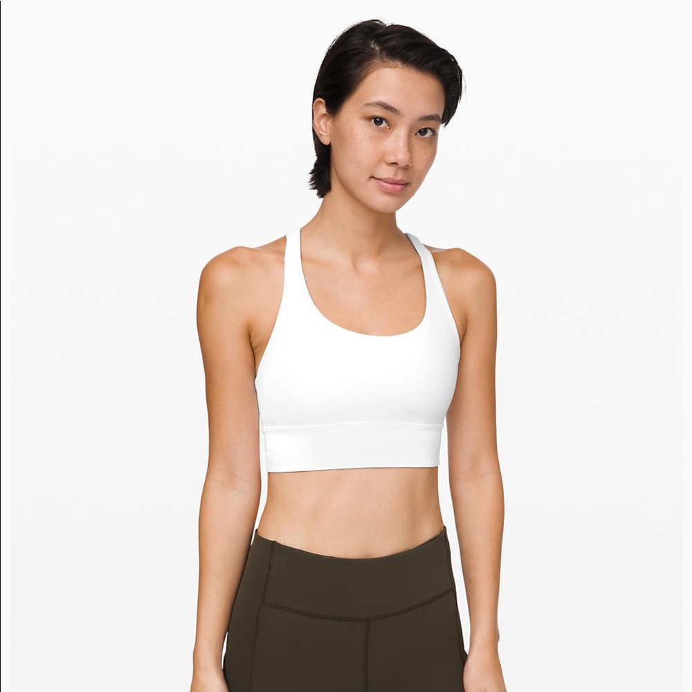 Lululemon white energy long line sports bra NWT